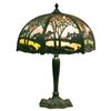 Image 1 : Scenic Overlay Slag Glass Table Lamp