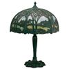 Image 2 : Scenic Overlay Slag Glass Table Lamp