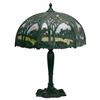 Image 8 : Scenic Overlay Slag Glass Table Lamp