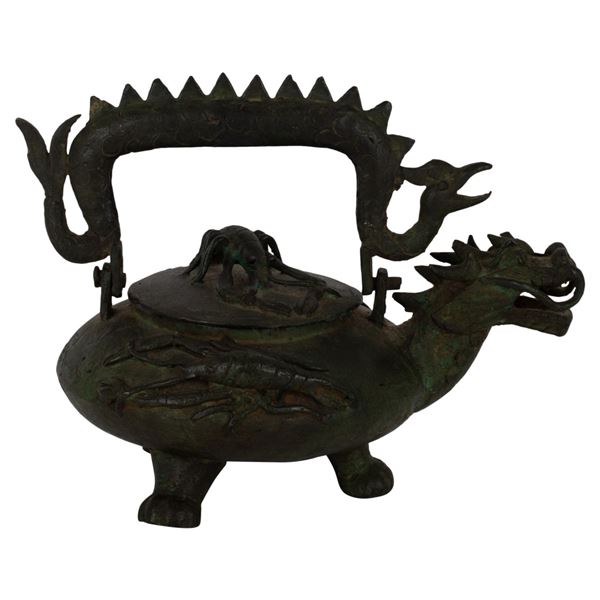 Asian Brass, Footed Dragon Teapot