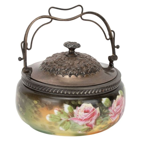 Carlsbad Austria Sweetmeat Jar with Silvered Lid