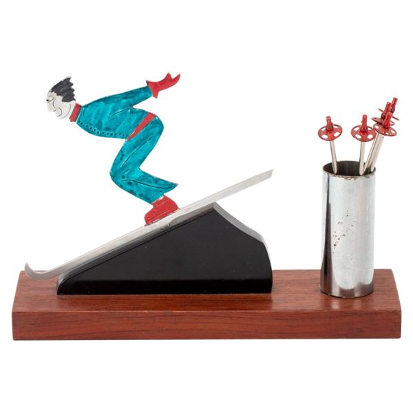 Art Deco Downhill Skier Cocktail Sticks - Sudre