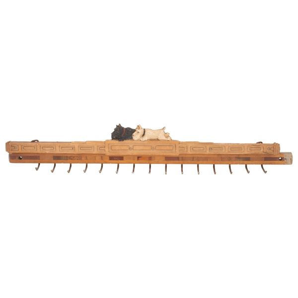 Scottie Dogs and Wood Marquetry Tie Rack