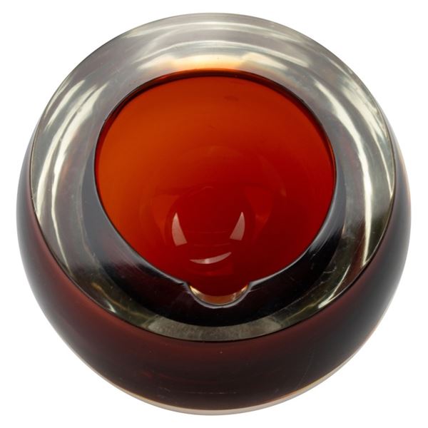 Sommerso Murano Glass Ball Ashtray, Flavio Poli