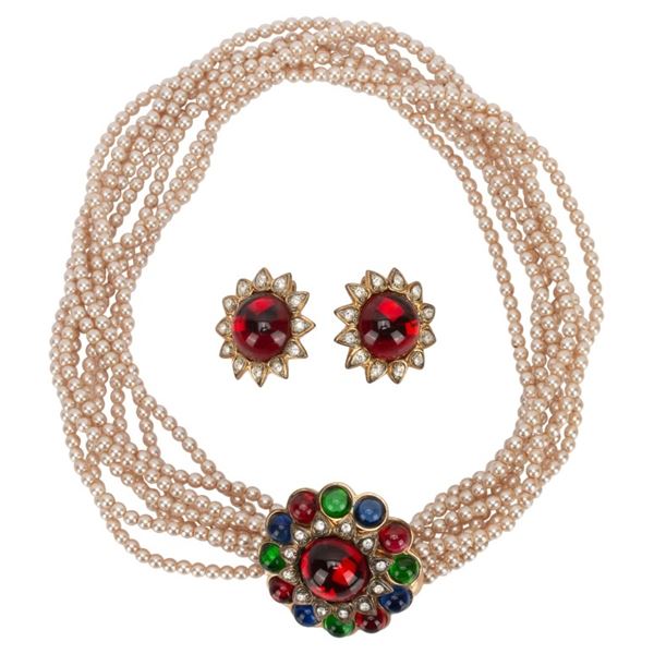 MV Vellano Jeweled Pearl Torsade, Earrings