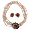 Image 1 : MV Vellano Jeweled Pearl Torsade, Earrings