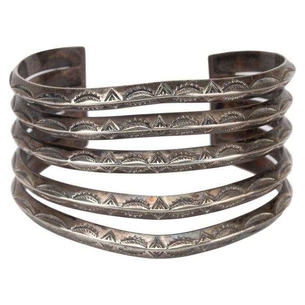 Navajo Sterling Silver Five Shank Cuff Bracelet
