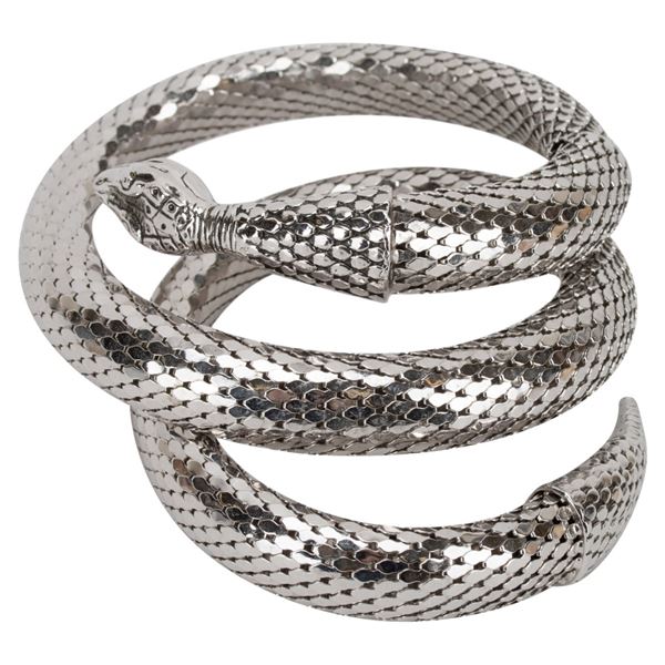 Whiting & Davis Silver Mesh Wrap Snake Bracelet