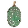 Image 1 : Antique Chinese 14K Carved Green Jade Pendant
