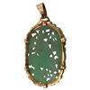Image 2 : Antique Chinese 14K Carved Green Jade Pendant