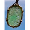 Image 7 : Antique Chinese 14K Carved Green Jade Pendant