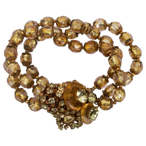 Miriam Haskell Triple Strand Citrine Bracelet