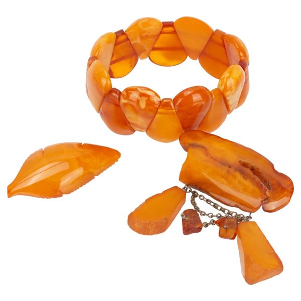 Russian Baltic Amber Jewelry Lot