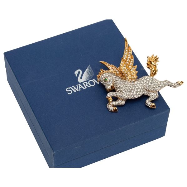 Swarovski Rhinestone Figural Pegasus Brooch