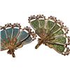Image 3 : Damascene Spain Enameled Fan Brooch Pendants