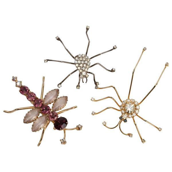 .Figural Jeweled Insect Bug Brooch Lot