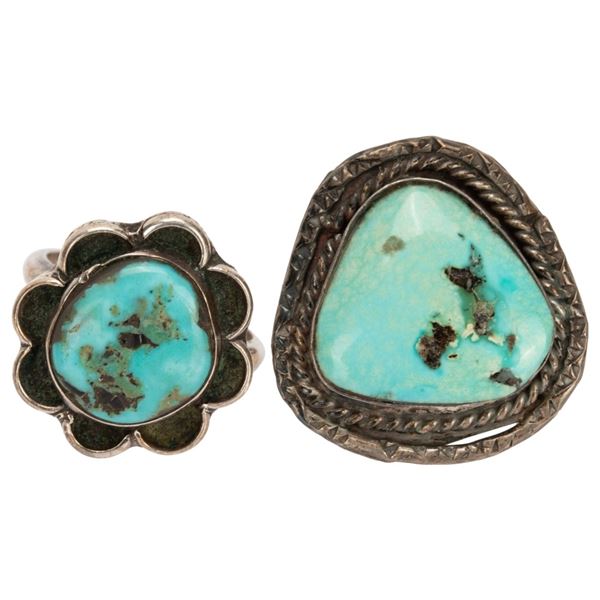 Native American Sterling Turquoise Ring Lot 9 1/2