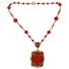 Image 1 : Art Deco Czech Carved Glass Pendant Necklace