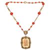 Image 2 : Art Deco Czech Carved Glass Pendant Necklace
