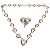 Image 1 : Sterling Figural Heart Jewelry - Choker, Brooch