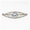 Image 1 : Antique Krementz Art Nouveau 14k Gold 1.25 ctw Aquamarine & Pearl Open Brooch Pi