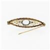 Image 4 : Antique Krementz Art Nouveau 14k Gold 1.25 ctw Aquamarine & Pearl Open Brooch Pi