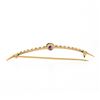 Image 3 : Vintage 14k Gold Plat 0.50 ctw Amethyst & Graduated Seed Pearl Crescent Pin Broo