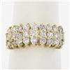 Image 1 : Solid 14K Yellow Gold 1.25 ctw Round Brilliant Cut Diamond Pyramid 3 Row Band Ri