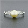 Image 2 : Antique Art Deco.900 Platinum Cultured Pearl Solitaire Single Cut Diamond Ring