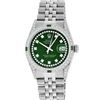 Image 2 : Rolex Mens Stainless Steel Green Diamond Lugs And Emerald Datejust Wristwatch
