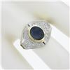 Image 3 : Vintage 14k TT Gold Cabochon Blue Star Sapphire w/ Round Diamond Cocktail Ring