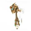Image 2 : Antique Victorian 14K Gold Turquoise & Carved White Stone Dangle Brooch Pin