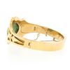 Image 3 : Vintage 14k Gold 6" Oval Cabochon Bezel Jade Wide Hinged Open Bangle Bracelet
