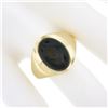 Image 3 : Men's 14K Yellow Gold Oval Cabochon Bezel Set Brown Star Sapphire Solitaire Ring