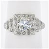 Image 2 : Antique Classic Art Deco Platinum 1.64 ctw GIA Old Diamond Pyramid Engagement Ri