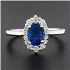 Image 3 : NEW 14K Gold 1.58 ctw GIA NO HEAT Oval Prong Sapphire Diamond Halo Engagement Ri