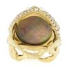Image 7 : 18k Gold Faceted Rock Crystal Black Mother of Pearl Ring w/ 1.20 ctw Diamonds