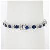 Image 2 : New 18k White Gold 12.26 ctw Top Quality Diamond & Sapphire Tennis Line Bracelet
