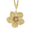 Image 2 : Solid 14k Yellow Gold 0.04 ctw Diamond Detailed Textured Flower Pendant Necklace