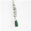 Image 4 : 14K White Gold Pear Emerald & Round Diamond Tear Drop Dangle Pendant w/ Chain