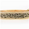 Image 3 : Antique Victorian 14k Gold Black Enamel Textured Wide Mourning Bangle Bracelet