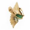 Image 4 : Vintage 18k Gold Cabochon Jade Ruby Textured Open Wire Work Swan Bird Brooch Pin