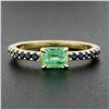 Image 7 : New 14k Gold Colombian Emerald & Sapphire Sideways Engagement Stack Band Ring