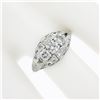 Image 3 : Antique Art Deco Platinum 0.81 ctw Old Cut Diamond Detailed Etched Domed Band Ri