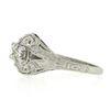 Image 6 : Antique Art Deco Platinum 0.81 ctw Old Cut Diamond Detailed Etched Domed Band Ri