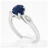 Image 9 : Vintage 14k White Gold 1.28 ctw GIA Round Sapphire & Marquise Diamond Accents Ri