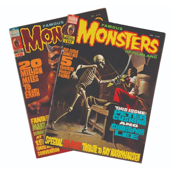 A Pair of Ray Harryhausen Signed Famous Monsters of Filmland Magazines.