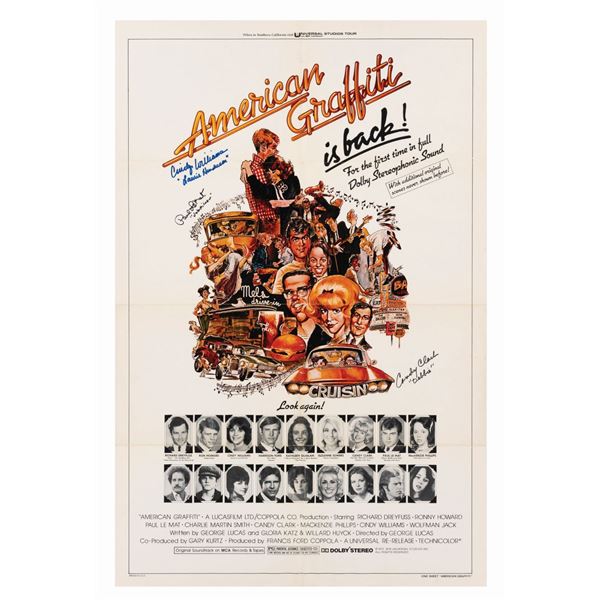 A Cast Signed "American Graffiti" Re-Release One-Sheet.