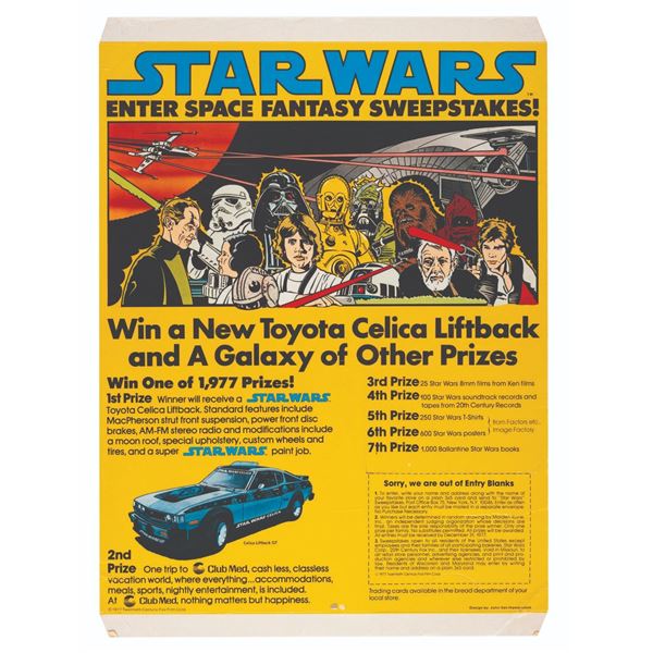 A Star Wars 1977 Toyota Celica Sweepstakes Counter Display.