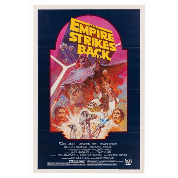 A Carrie Fisher Signed "The Empire Strikes Back" Re-Release One-Sheet.